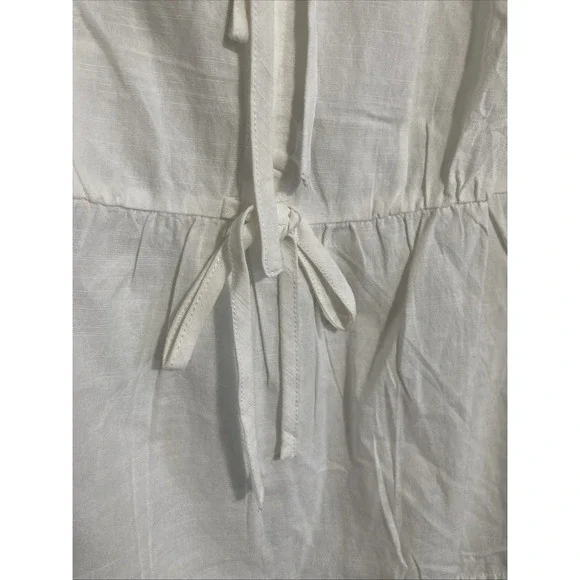 Zesica Women's White Tie Front Hidden Button Wide Collar Long Sleeve Top - SZ S - Picture 3 of 12